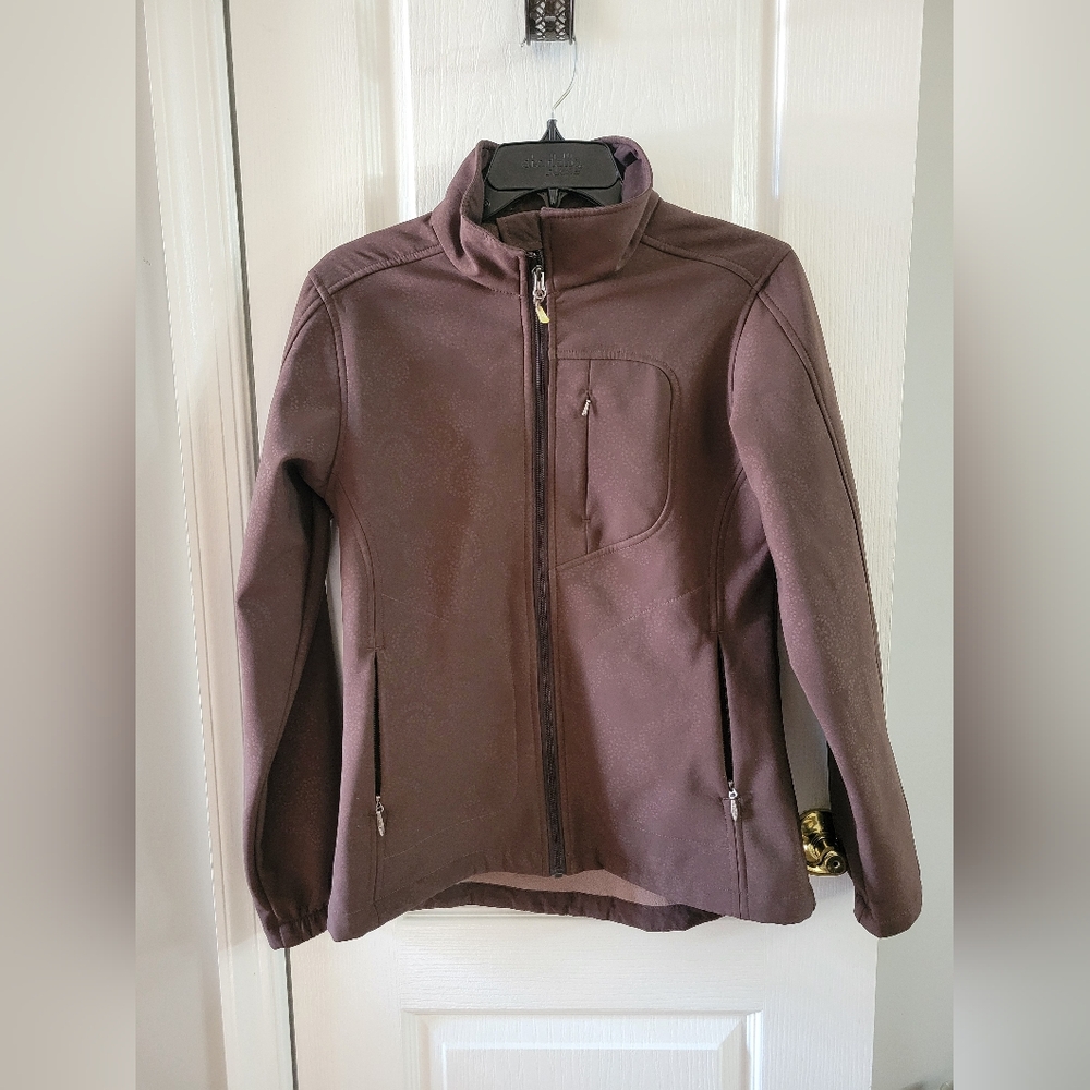 Woolrich Women's Softshell Fleece Lined Jacket Dark Roast Paisley Print Small